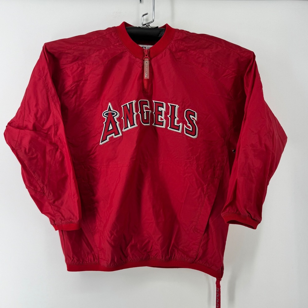 Majestic Los Angeles Angels Red Quarter Zip Windbreaker Pullover Kids Medium
